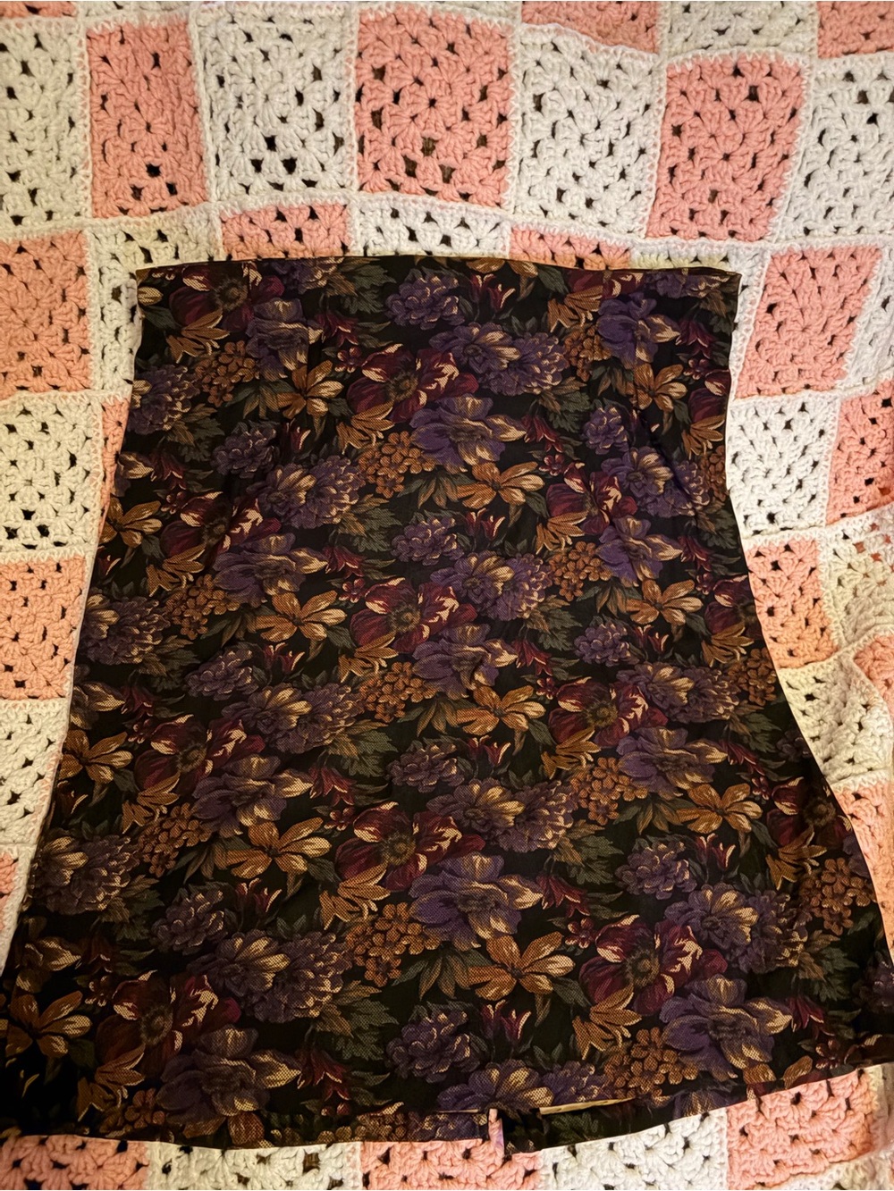 Briggs New York Floral A-Line Skirt in Purple and Brown